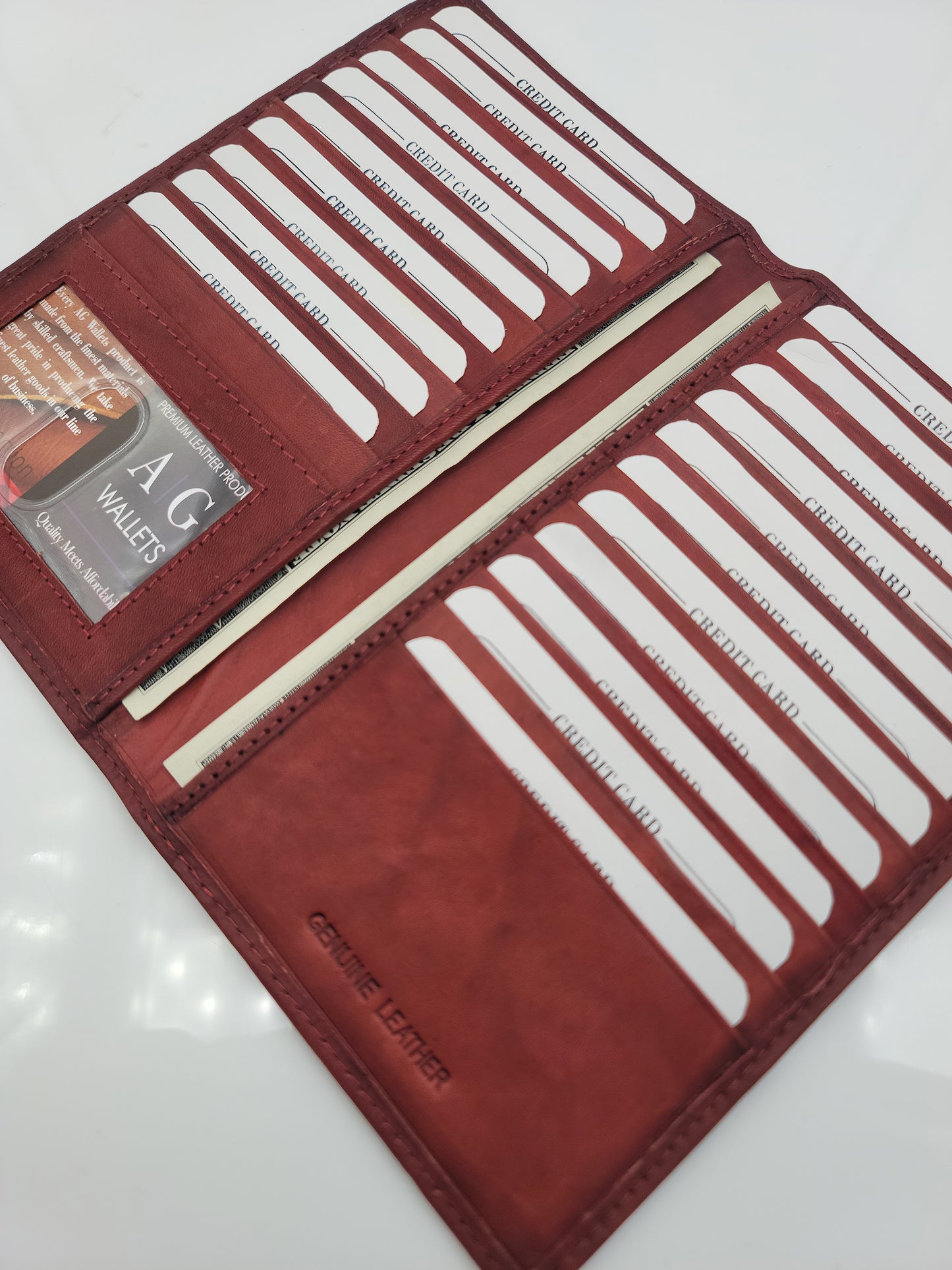 AG Wallets Cowhide RFID 20 Card Holder Long Wallet - 6 pack