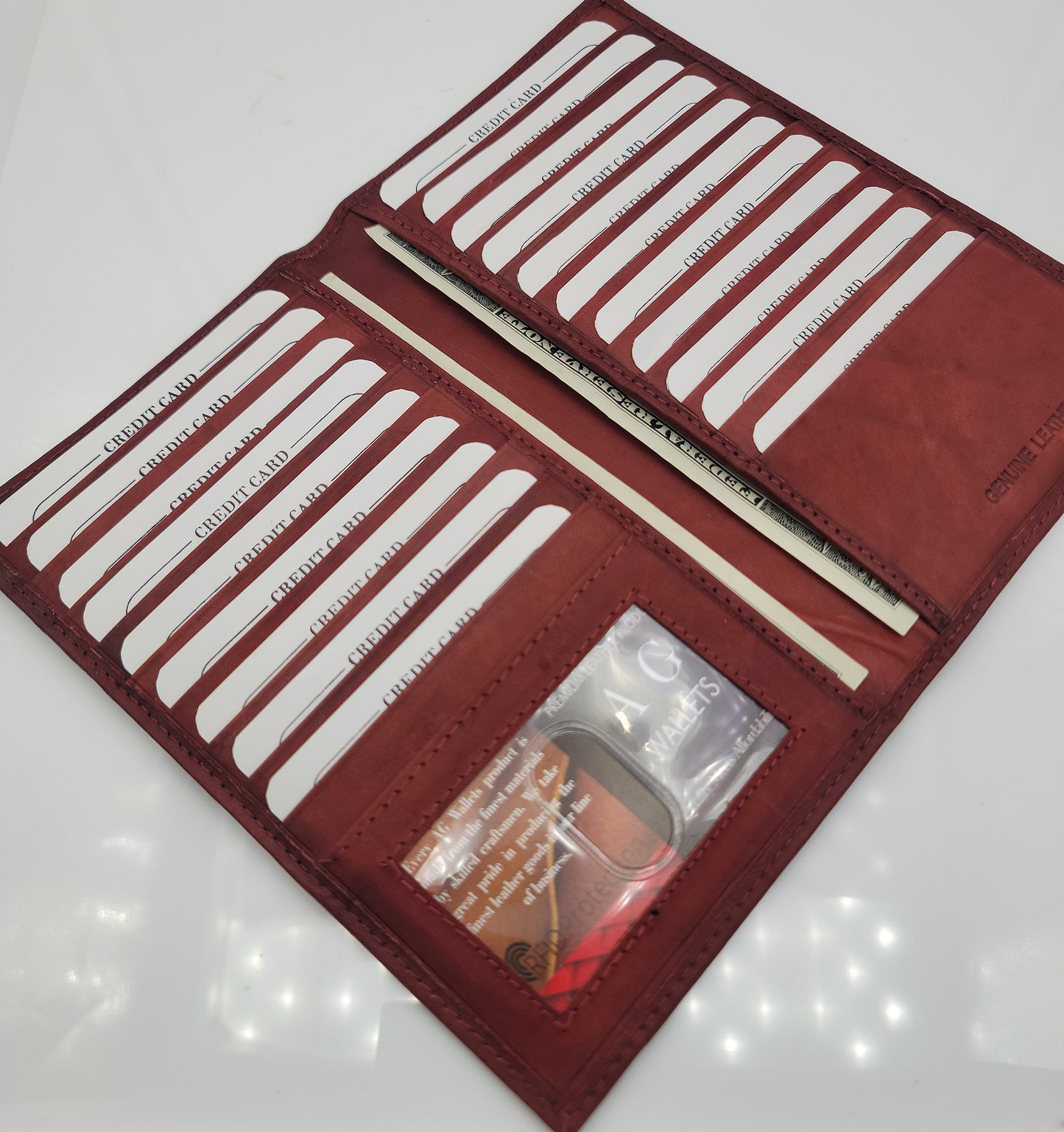AG Wallets Cowhide RFID 20 Card Holder Long Wallet - 6 pack