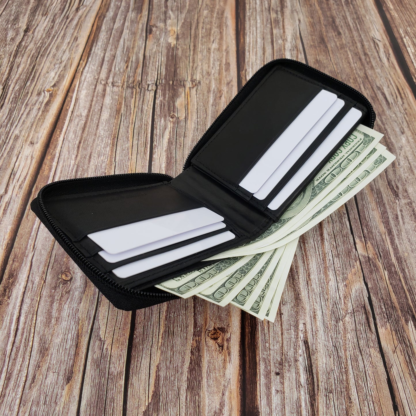 AG Wallets Mens Zip Around Bifold Wallet - 6 pack, Style 1306
