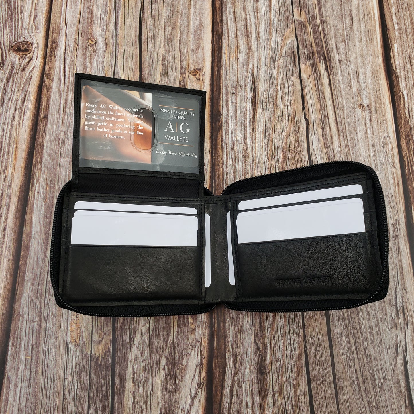 AG Wallets Mens Zip Around Bifold Wallet - 6 pack, Style 1306