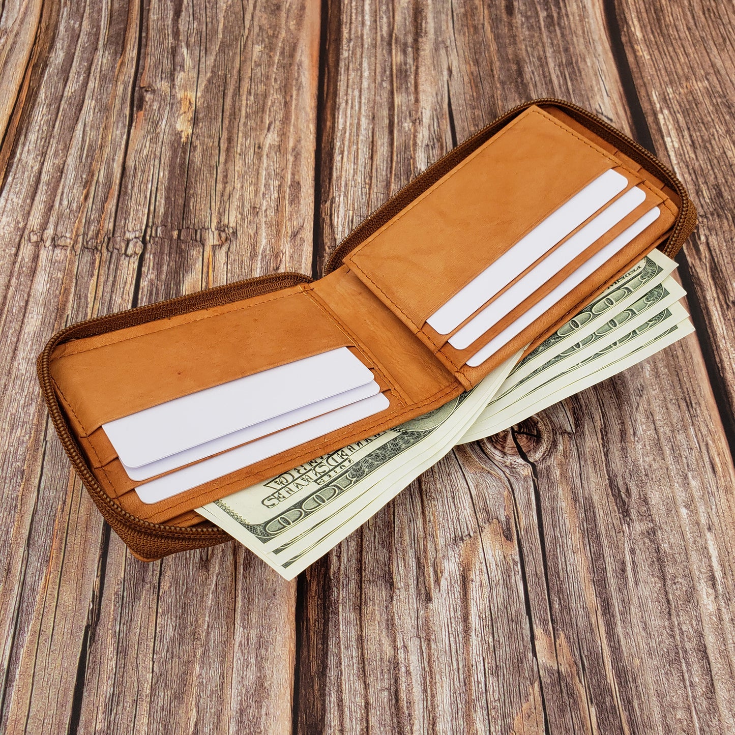 AG Wallets Mens Zip Around Bifold Wallet - 6 pack, Style 1306