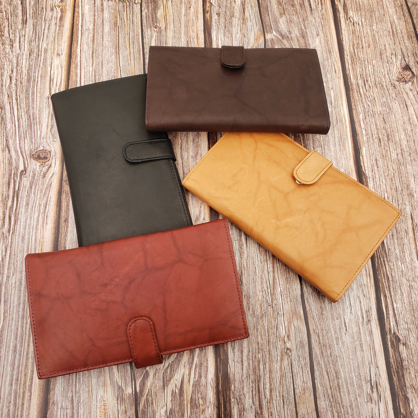 AG Wallets Cowhide RFID 20 Card Holder Long Wallet Snap Close - 6 pack