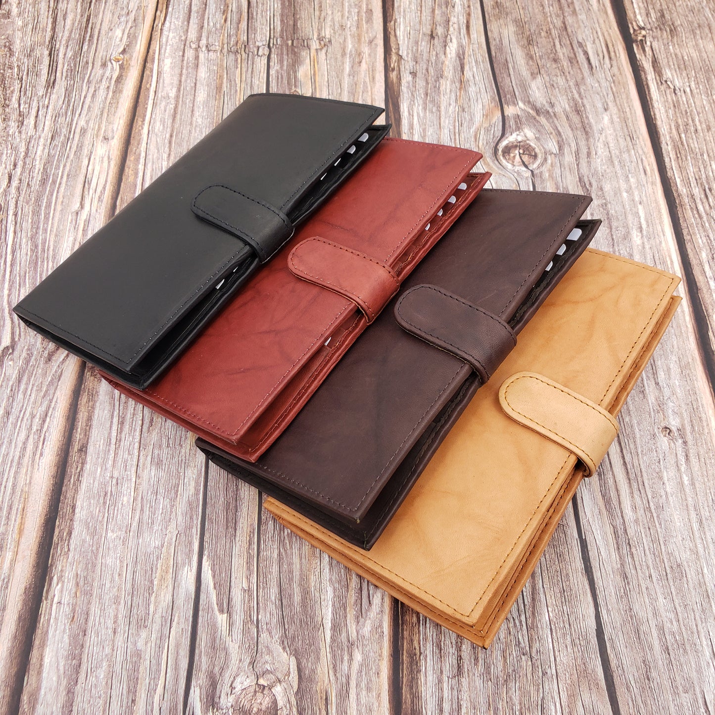 AG Wallets Cowhide RFID 20 Card Holder Long Wallet Snap Close - 6 pack