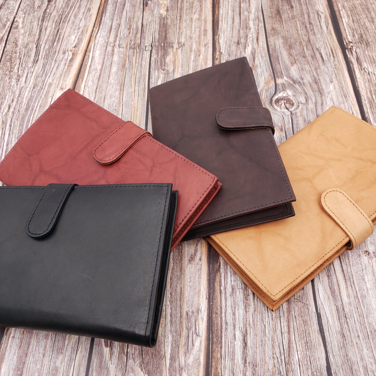 AG Wallets Cowhide RFID 20 Card Holder Long Wallet Snap Close - 6 pack
